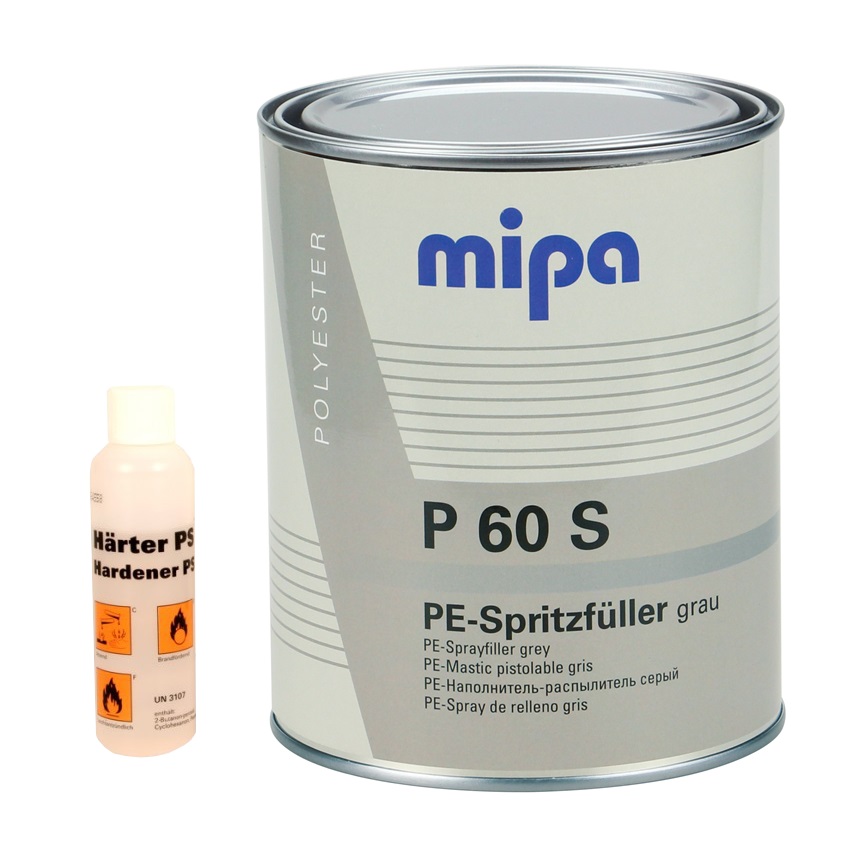 Mipa P60 S Spritzspachtel Set grau 1kg Polyester Spritzfüller inkl Härter
