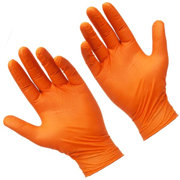 Werkstatt Einweg Nitril Handschuhe orange PRO.TECT HD Unigloves 100 Stück