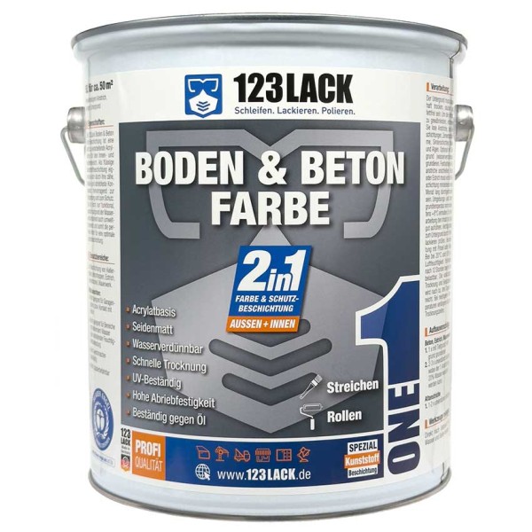 Betonfarbe - Bodenfarbe 2in1 Schutz-Beschichtung 5 Liter- 123Lack