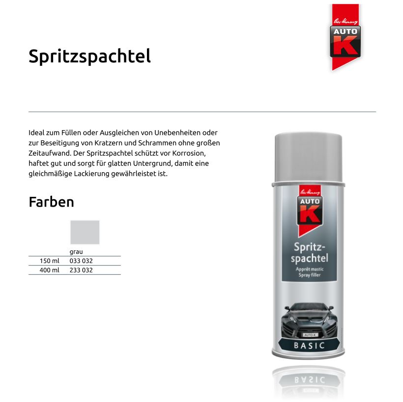Auto-K Basic Spritzspachtel, 7x 400 Milliliter - Spachtel - Farben & Lacke  - Zubehör 