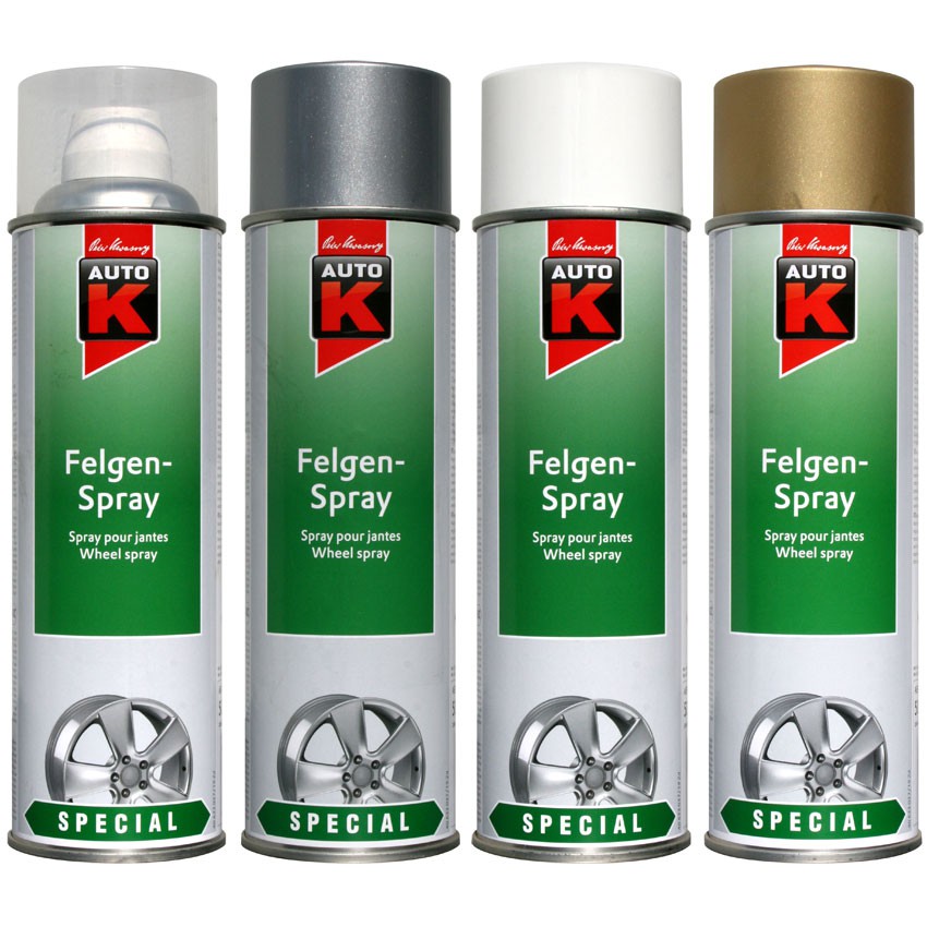 Auto-K Felgenspray Klarlack Gold Silber Weiss Felgenlack Spraydose 500ml